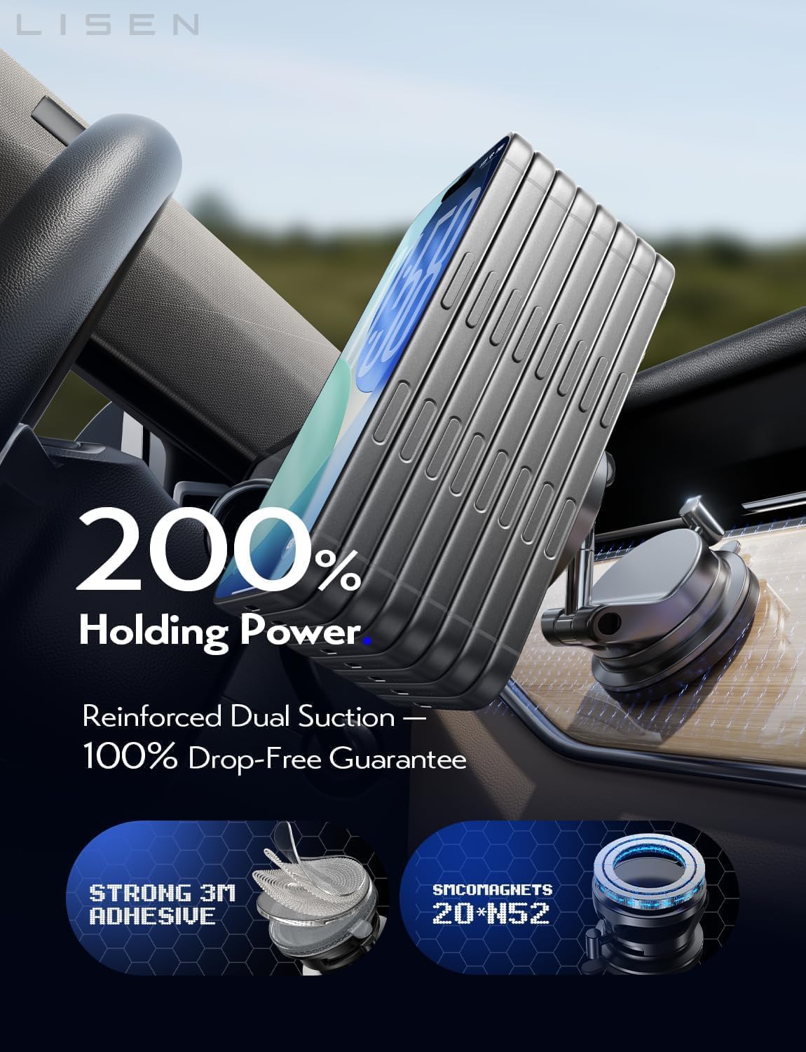 MagMount Pro Wireless Car Charger 15W magnetic mount